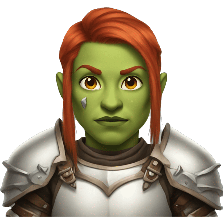 orc redhead with heavy white armor fantasy emoji