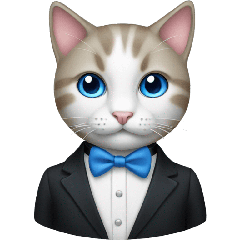 Cat in a tux with blue eyes emoji