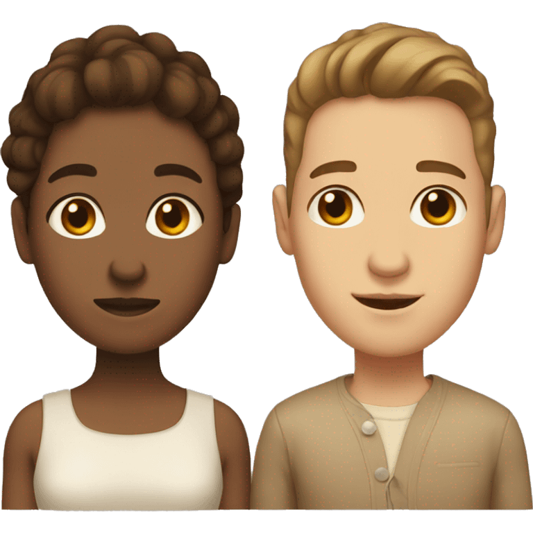 love couple with brown hair and beige skin emoji