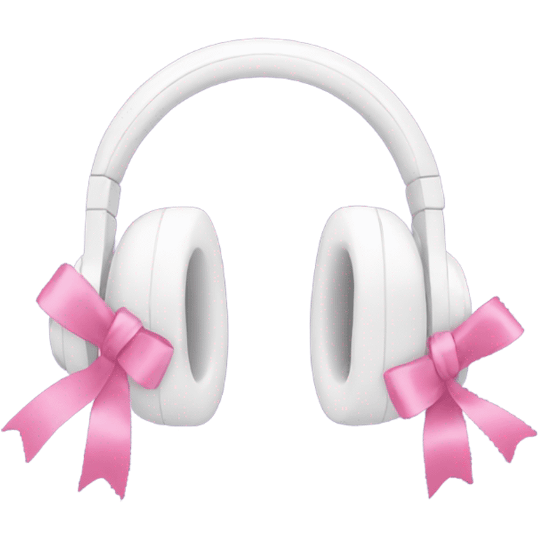 White fuzzy headphones with pink ribbons  emoji