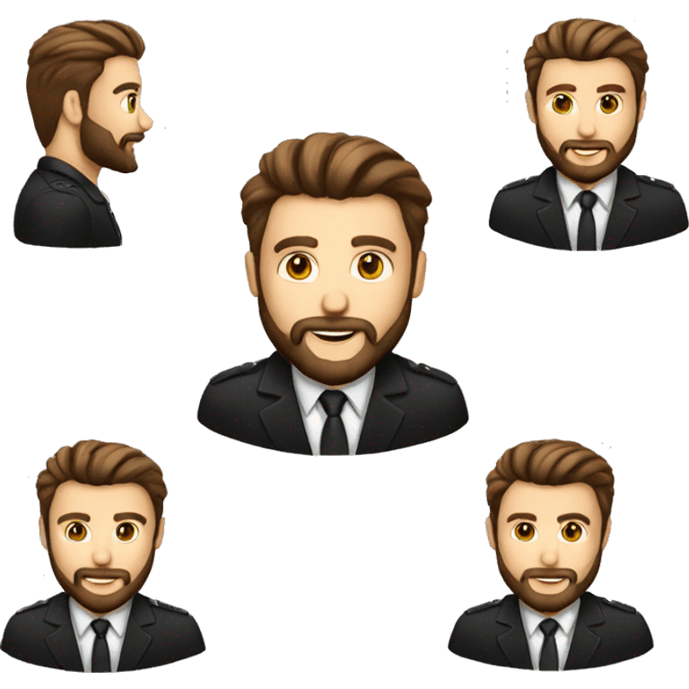 Men with beard fair glow skin  medium hairstyles wear black colour suit emoji