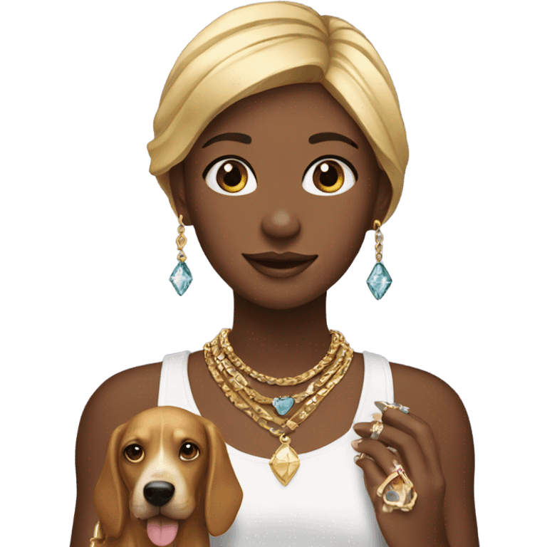 girl with dog and jewelry emoji