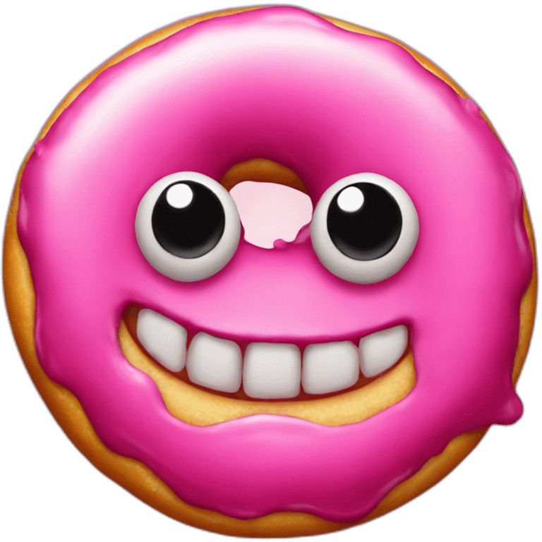 a pink donut but with a demon face emoji