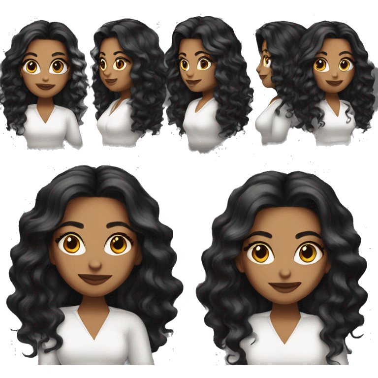 white woman makeup artist long black wavy hair emoji