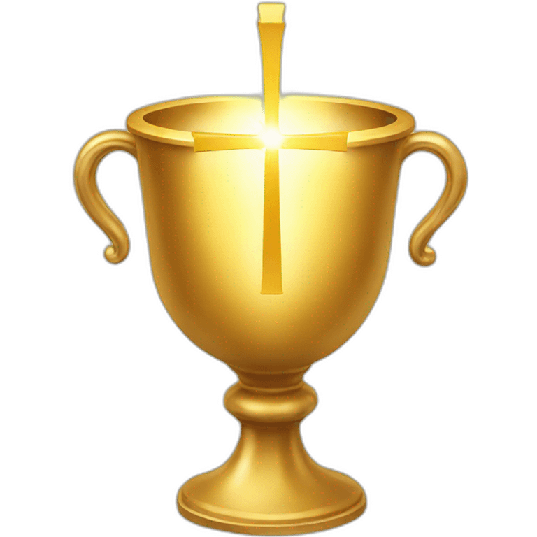 Golden chalice with radiant cross. emoji