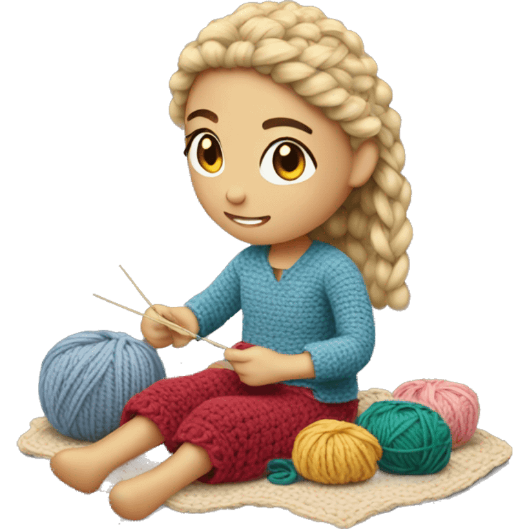 girl crocheting emoji