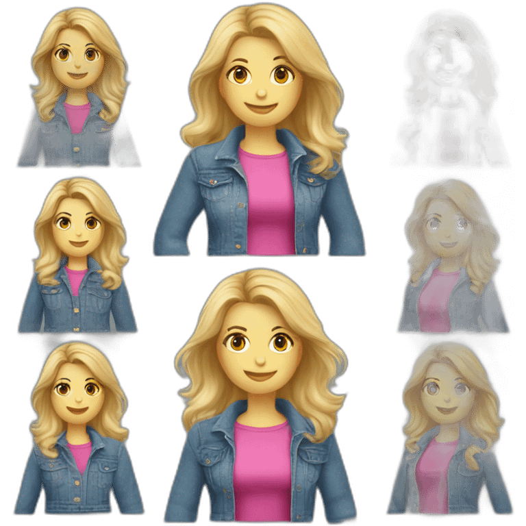 Blonde Mutter mit kinnlangen glatten  Haaren blauer Jeans und pinken Pullover kochend  emoji