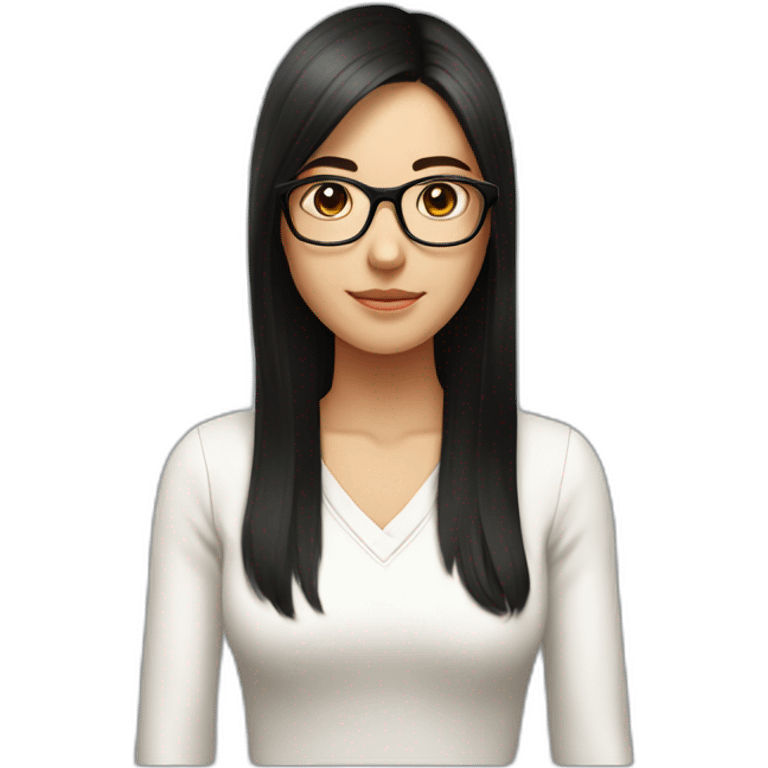 Medium long hair, black hair, glasses, straight hair,Maiden, lovely. emoji