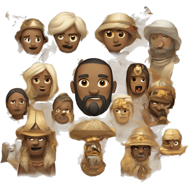 Montañas con figuras de dioses arte prehispánico emoji