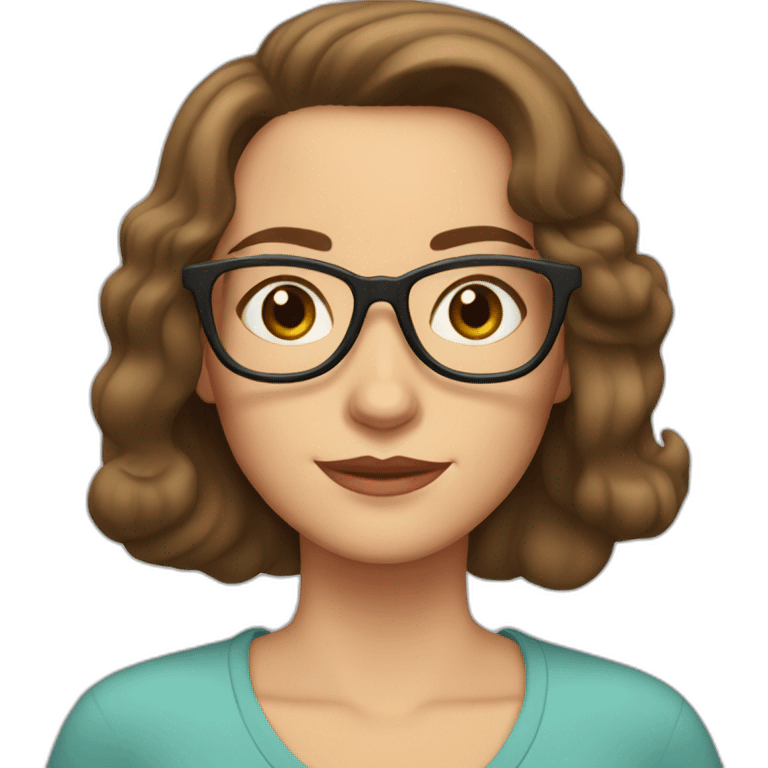 brown haired woman, hazel eyes, late 50's, some wrinkles, reading glasses, shoulder length hair emoji