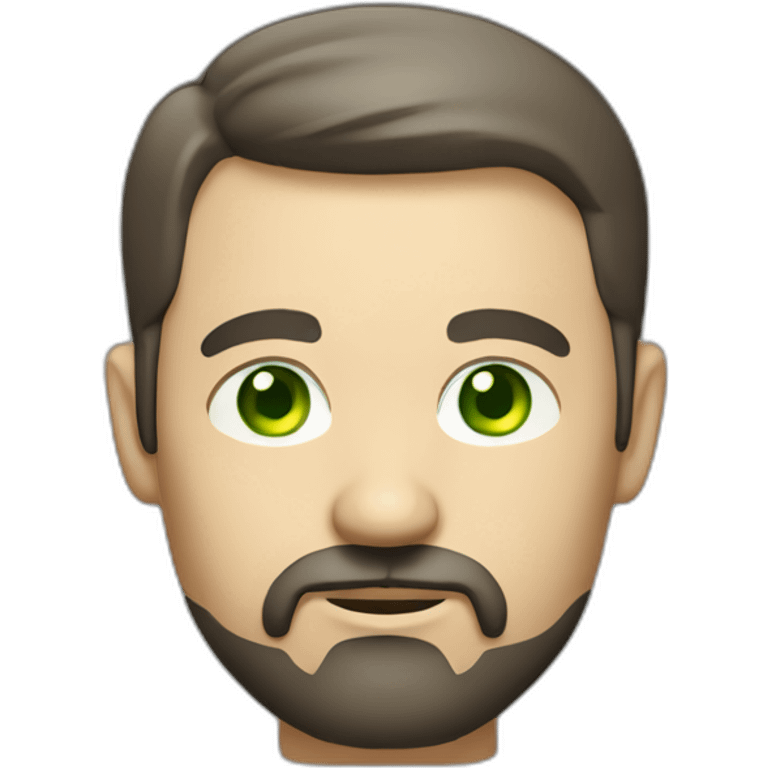 fat middle aged developer very short dark brown graying hair goatee green eyes emoji