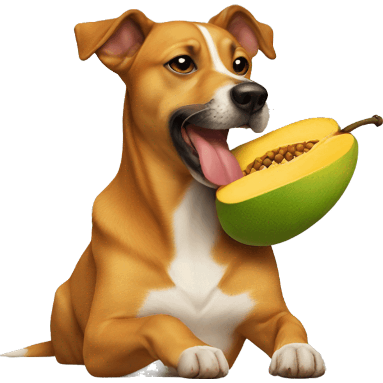 Dog sucking mango emoji