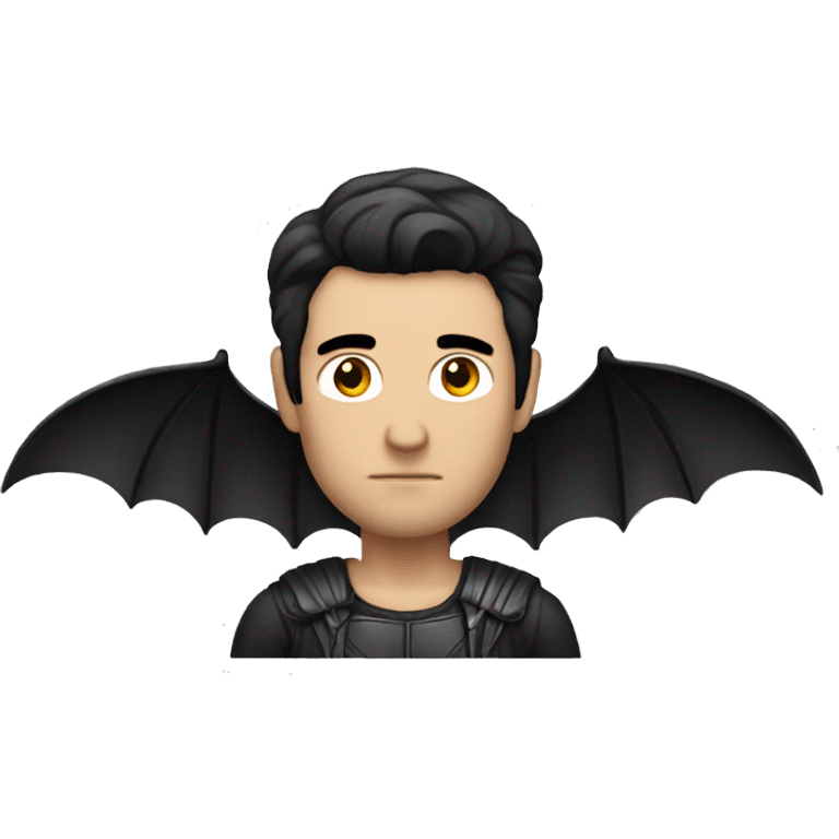 white man with black hair and large bat wings emoji