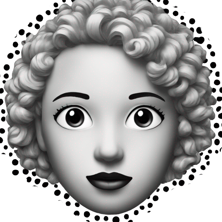 Black and white halftone collage of a face emoji