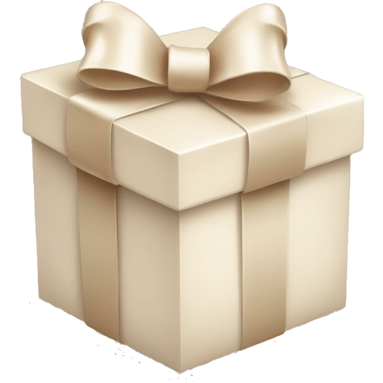 beige gift box white bow ribbon emoji