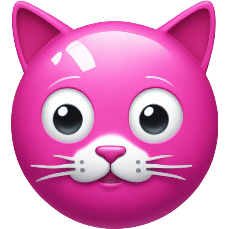 Bright pink cat toy rubber ball emoji