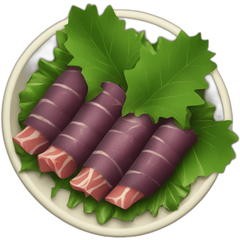 meat wrapped in grape leaves dish emoji