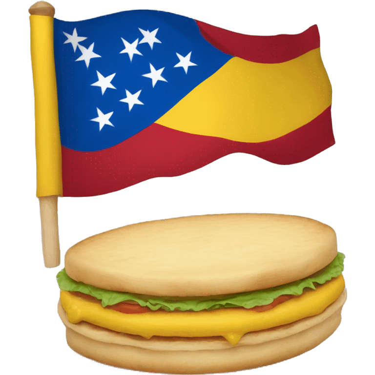 La bandera de Venezuela con una arepa  emoji