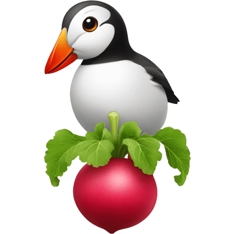 Red radish with puffin emoji