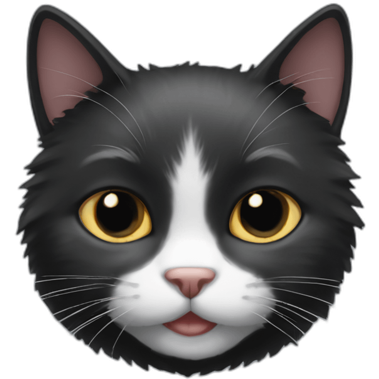 Fluffy black cat with white chin emoji