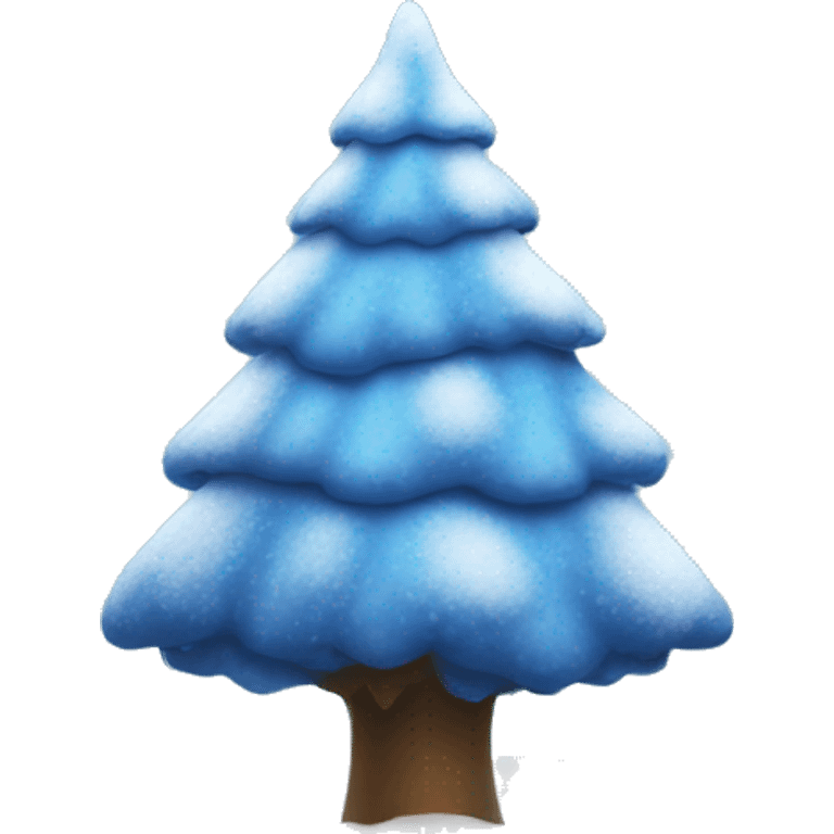 Blue Christmas tree covered in snow emoji