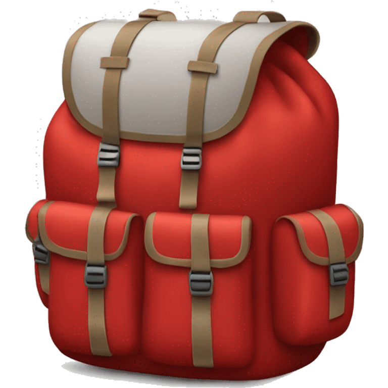 Realistic red camping backpack isolated. emoji