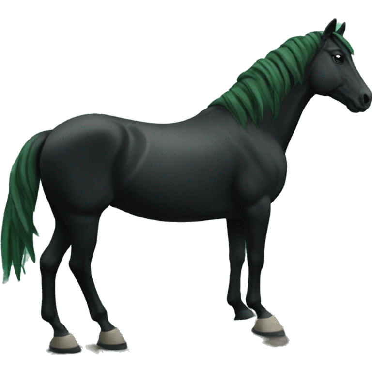 a green black horse on a mountain emoji