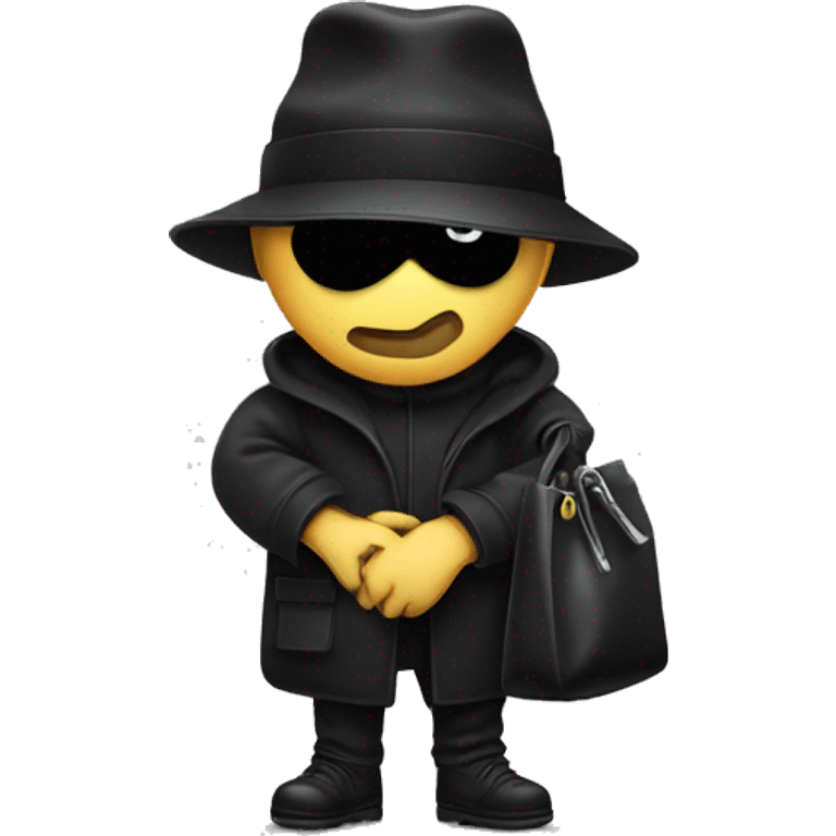 robber with the black hat and bag of money emoji