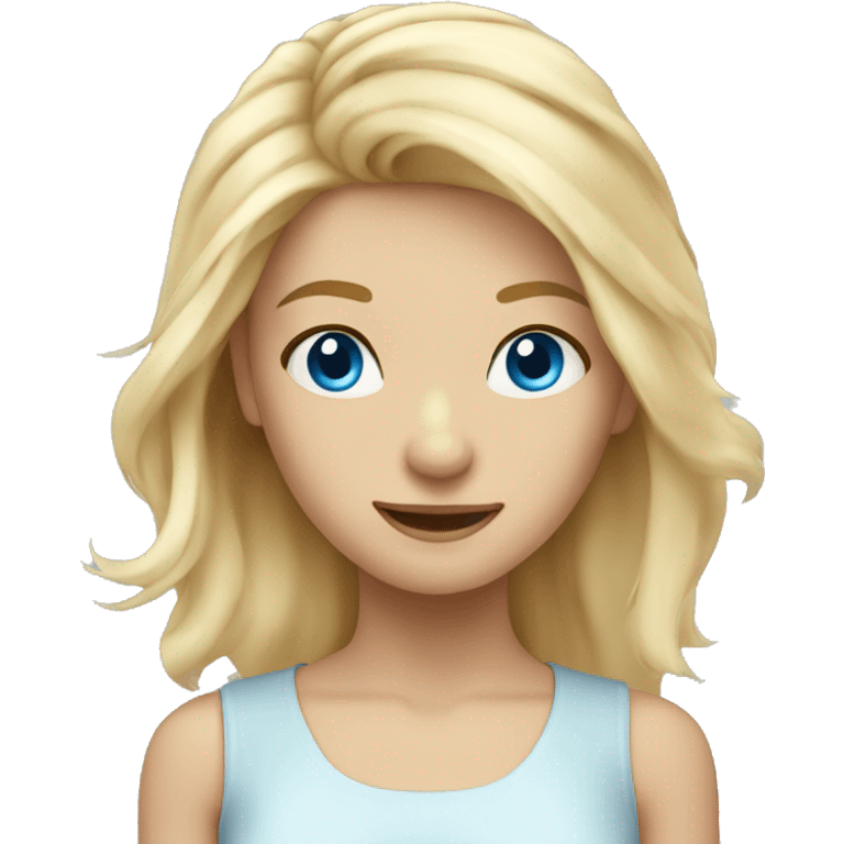 blonde hair blue eyes girl with hair in wind emoji