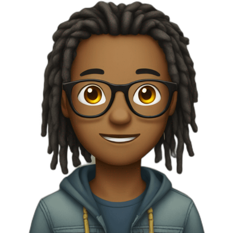 Boy with dreads and glasses emoji