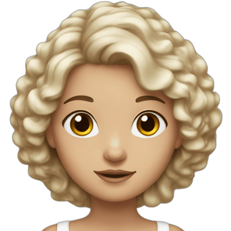 Fille blanche couette cheveux marron emoji