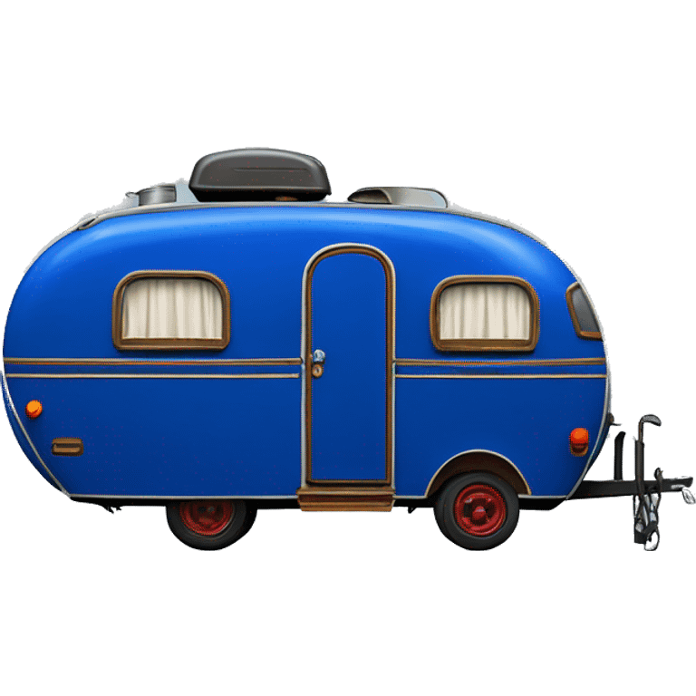 Realistic cobalt blue vintage round gypsy caravan wagon camper emoji