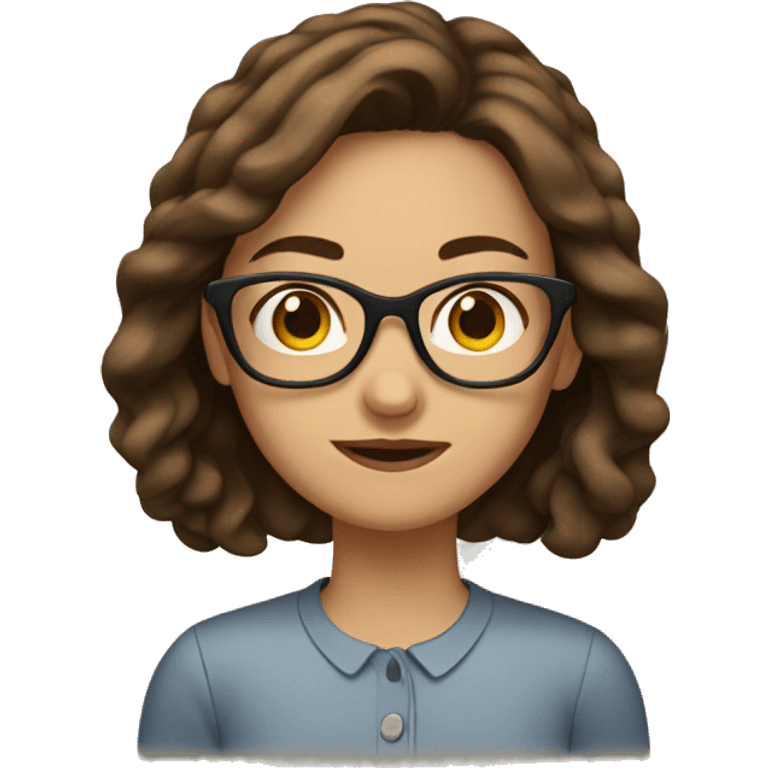 Women with brown hair and glasses emoji