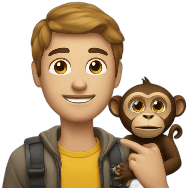 Man with monkey taking a selfie  emoji