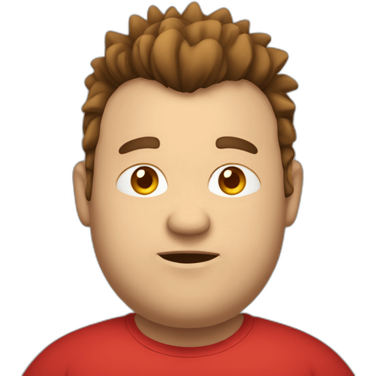 fat guy with a red shirt, brown hair and a mohawk emoji