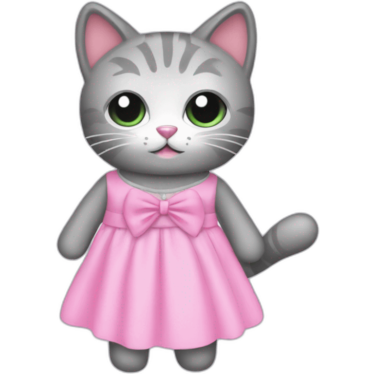 grey cat toy in pink dress emoji