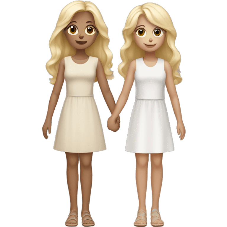 2 blonde sisters holding hands emoji