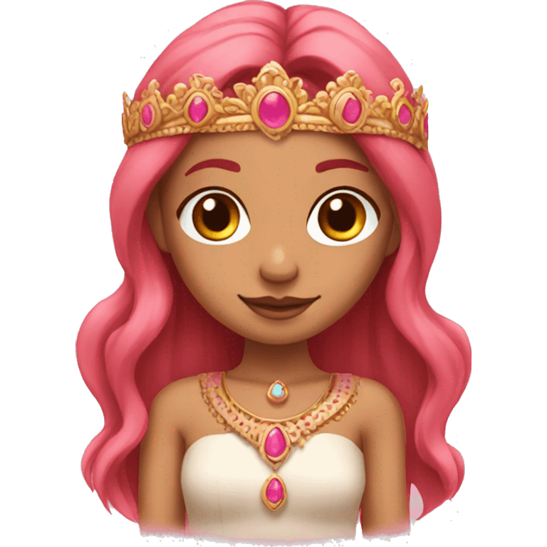 tan skinned girl with long pink hair and an Indian style crown emoji