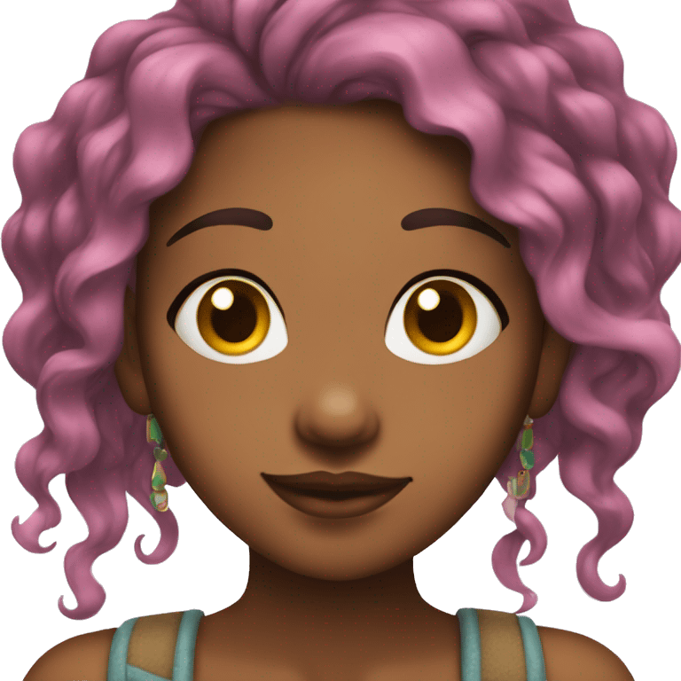 Brown girl with colorful hair and nose piercings emoji