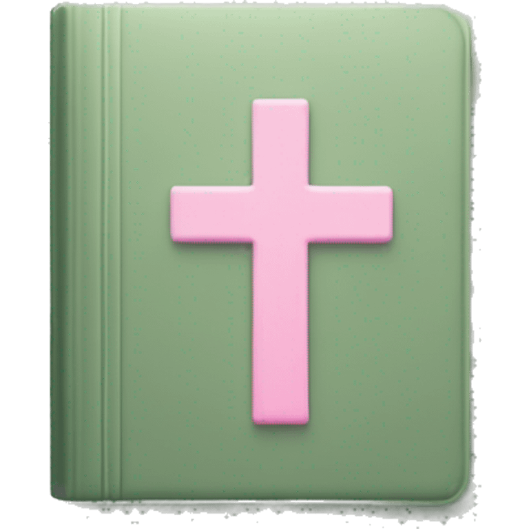 Open Light Sage green holy Bible with pink cross on the cover and light coloured gardens coming on the cover  emoji