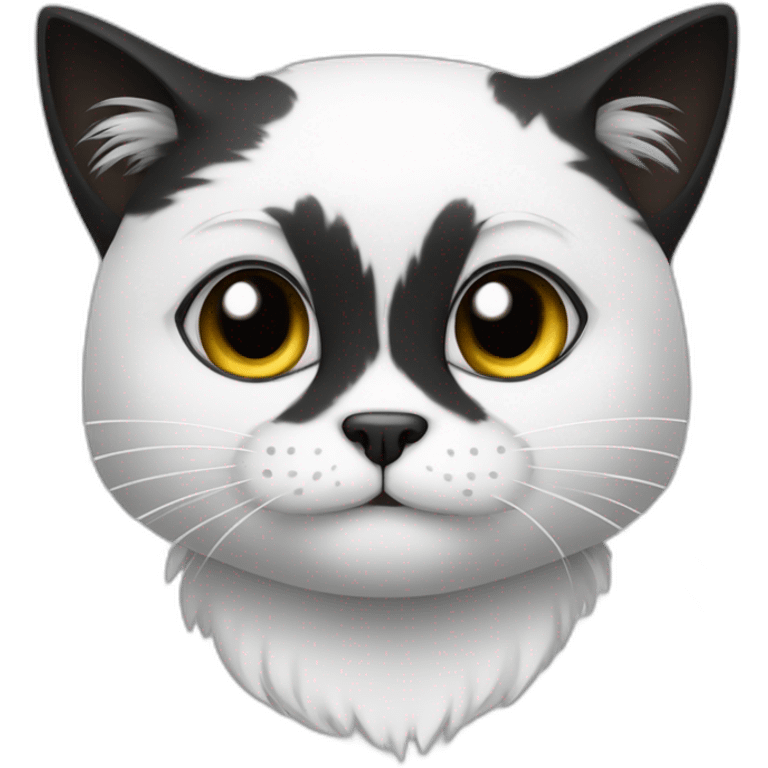 Gato bravo peludo todo preto e branco emoji