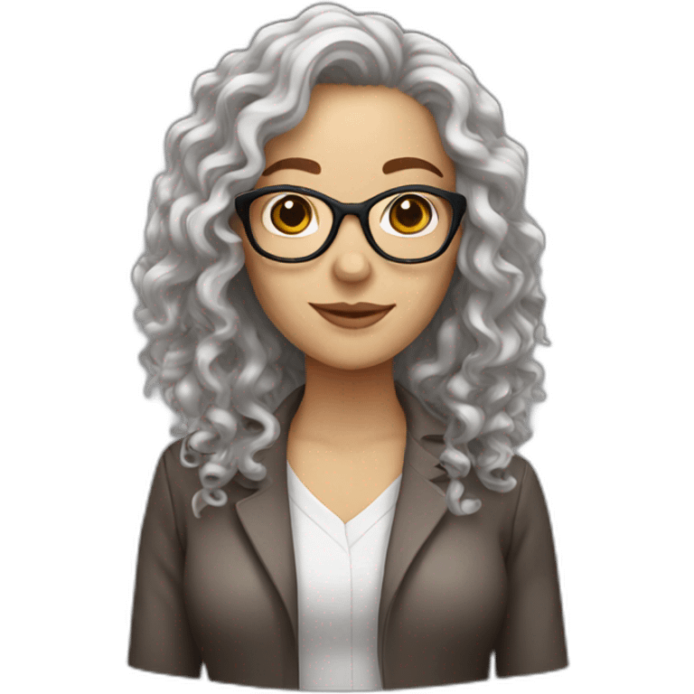 white woman with brown long curly hair and glasses emoji