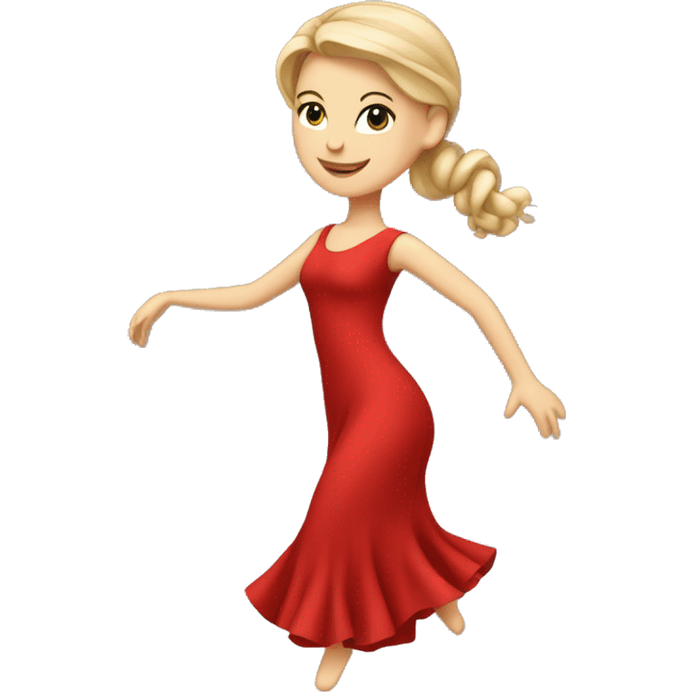 elegant white girl dancing in  red dress emoji