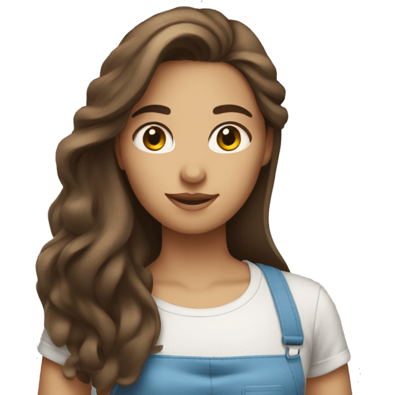 Girl with long brown hair cleaning emoji