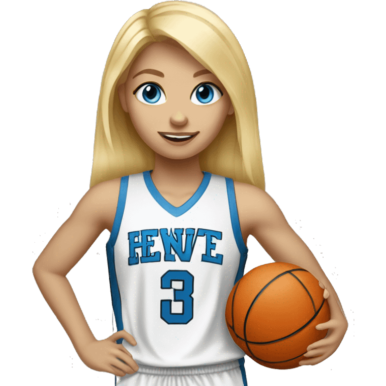 blonde hair blue eyed girl playing basketball emoji