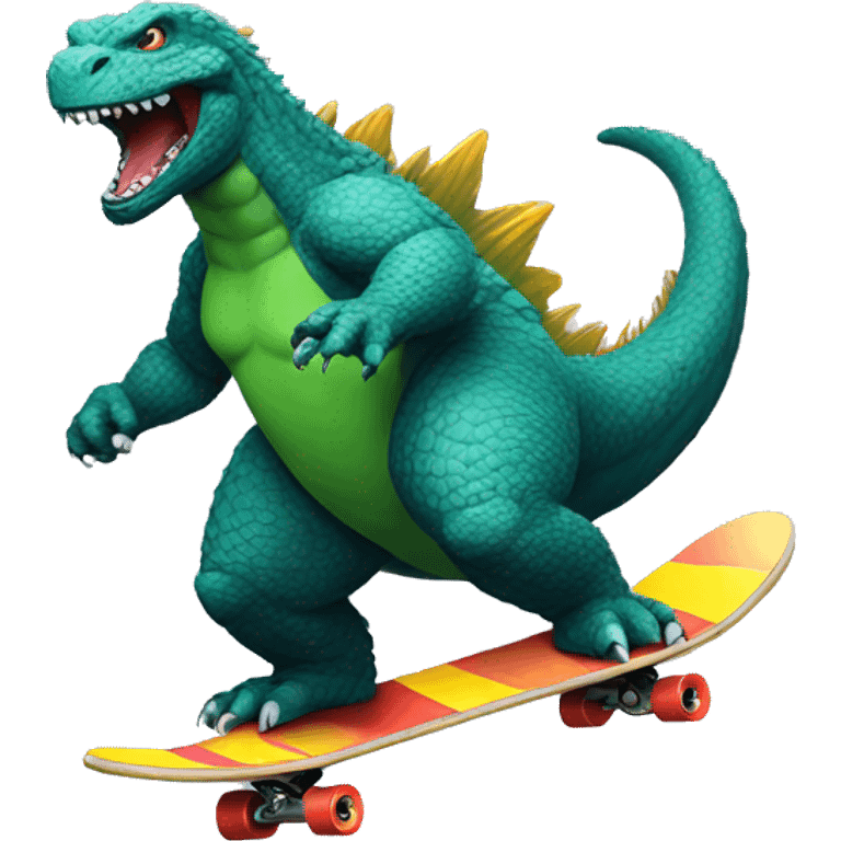 Godzilla on a skateboard  emoji