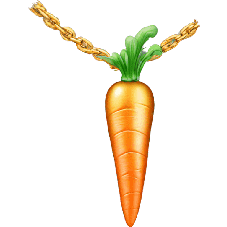 Realistic Metallic gold chain with metallic gold carrot pendant on it. emoji