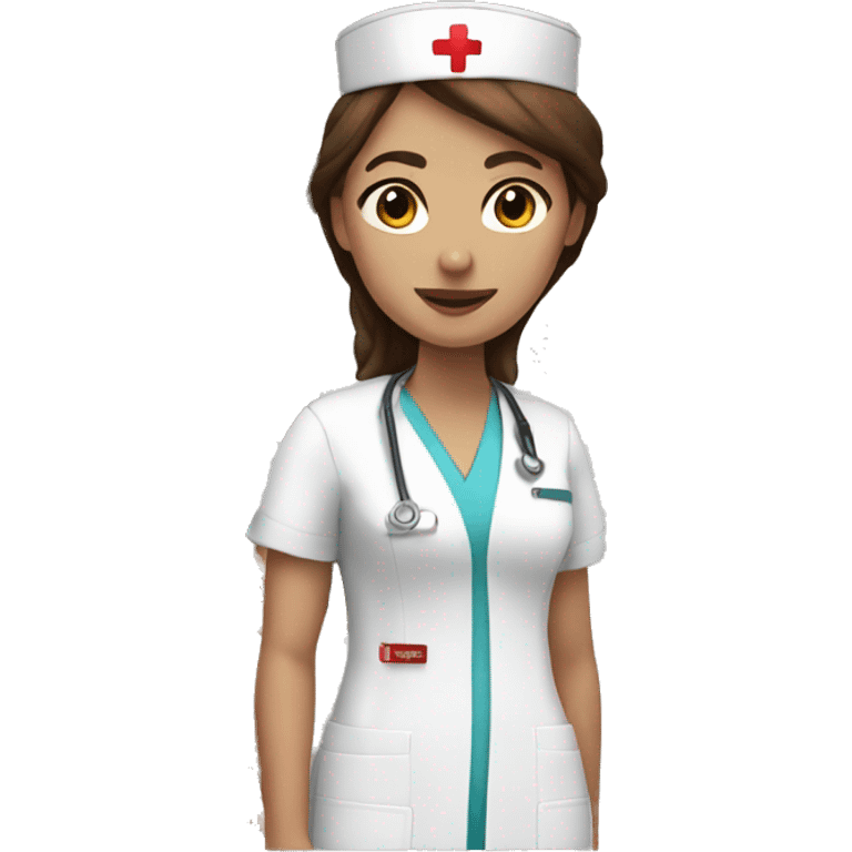 Nurse, brown hair, white skin emoji