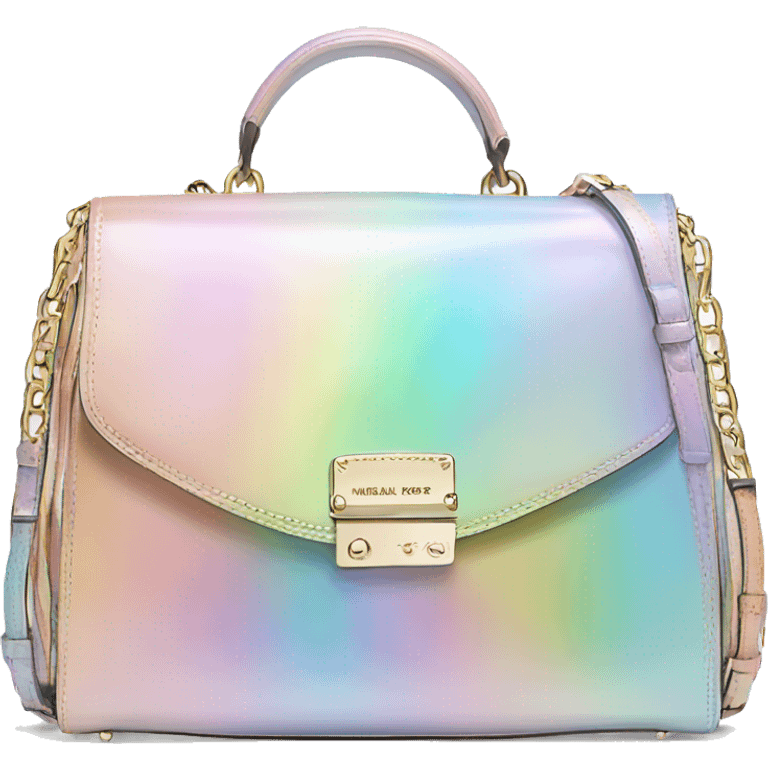 Realistic iridescent pastel rainbow michael kors satchel purse. emoji