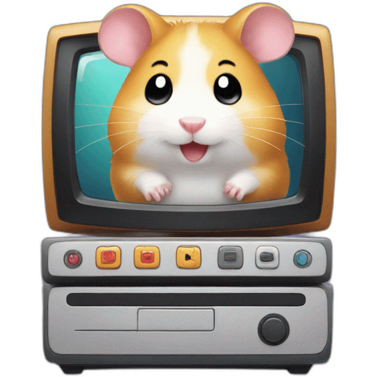 cute hamster streaming her playing tv game emoji